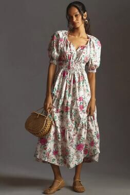 nwt by ANTHROPOLOGIE sz M The Somerset: Puff Sleeve Edition in Floral motif